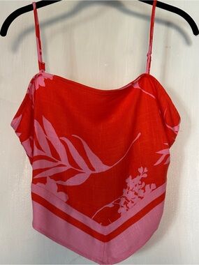 Sienna Sky Red and Pink Floral Scarf-Hem Cami